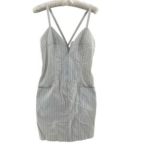 Vintage Y2K Lace Up Mini Dress Womens‎ XS Blue Stripe Corset Sundress Nautical